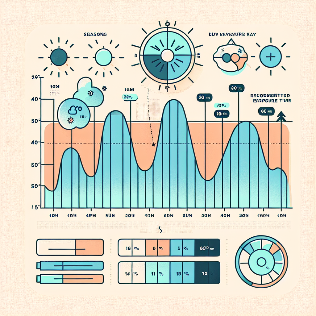한국 계절별 자외선 강도와 권장 노출 시간 그래프