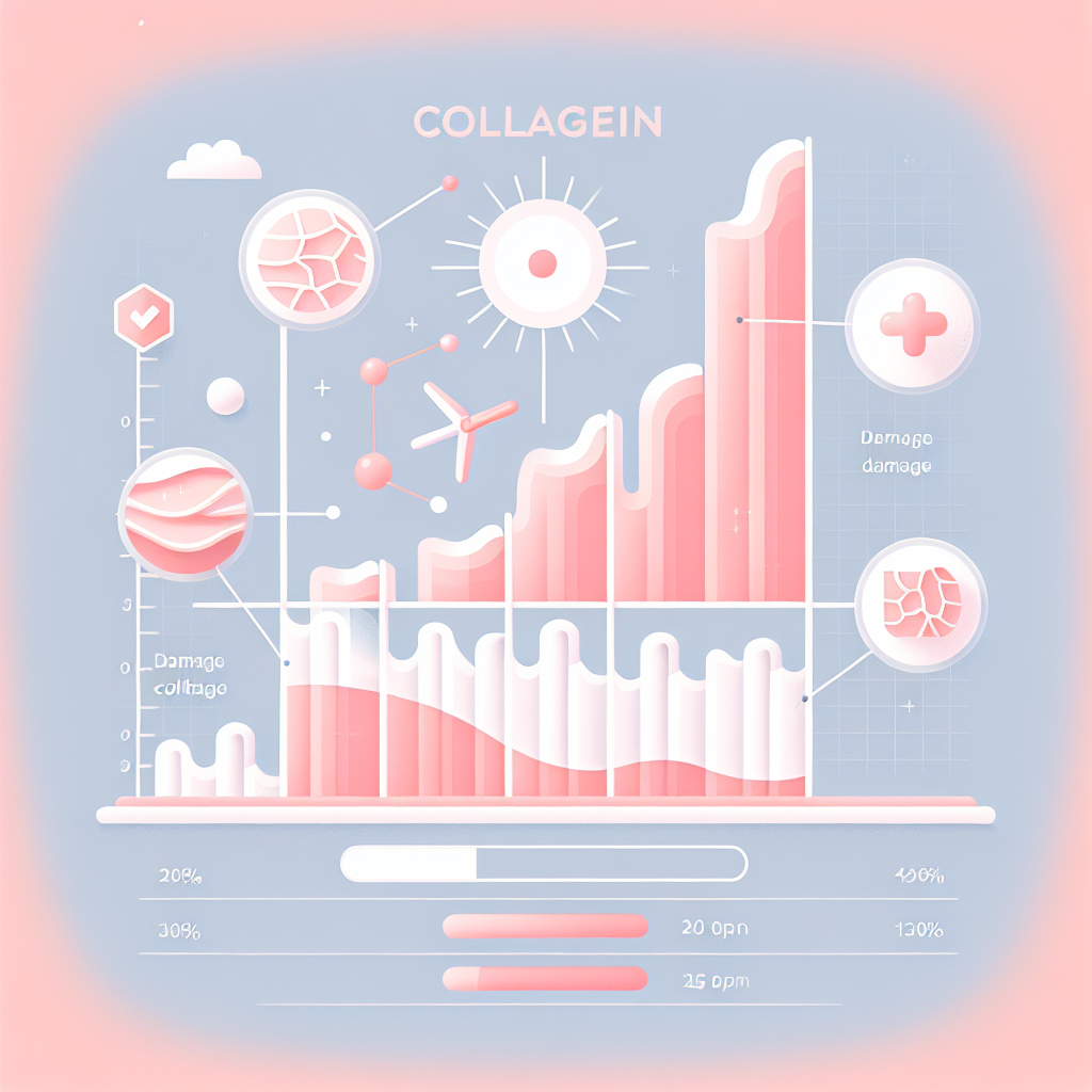 자외선 강도에 따른 콜라겐 손상 정도 비교 차트