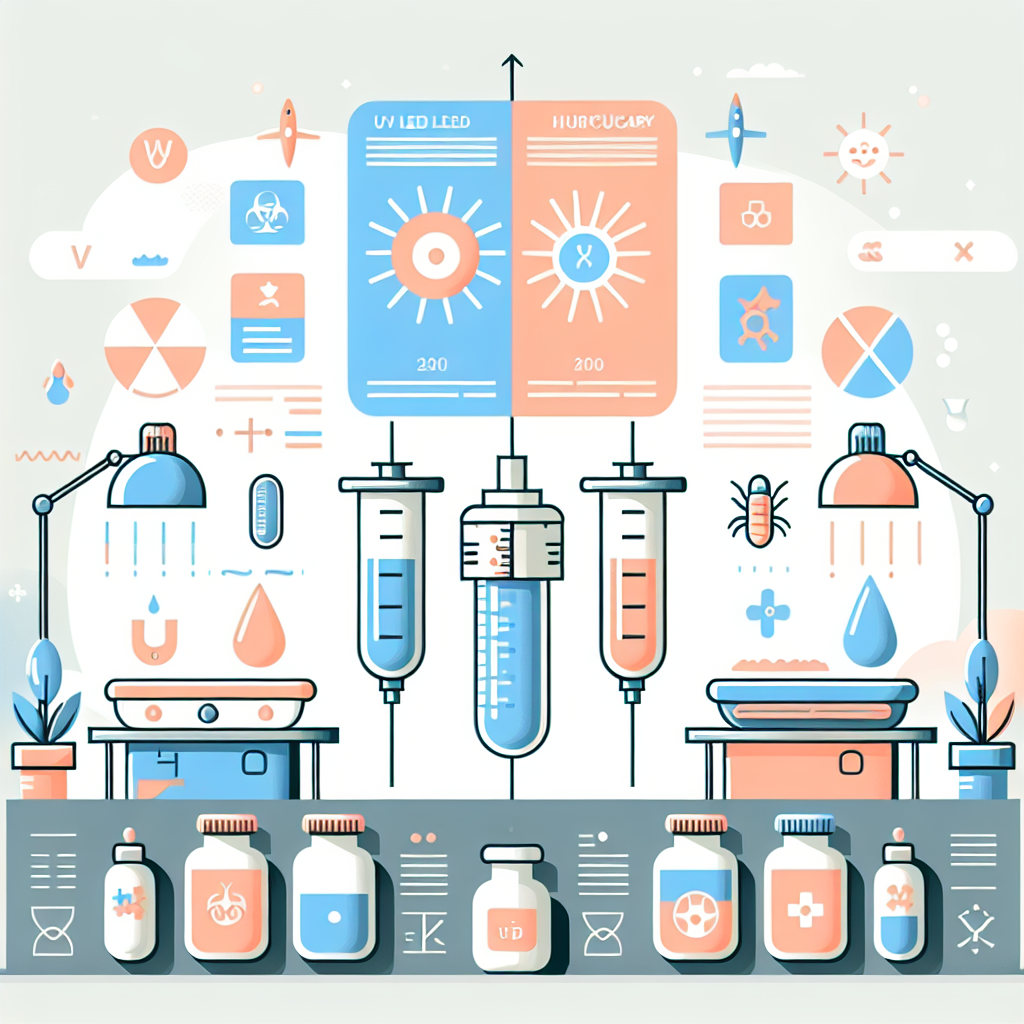 UV LED와 수은램프 살균 효율 비교 차트